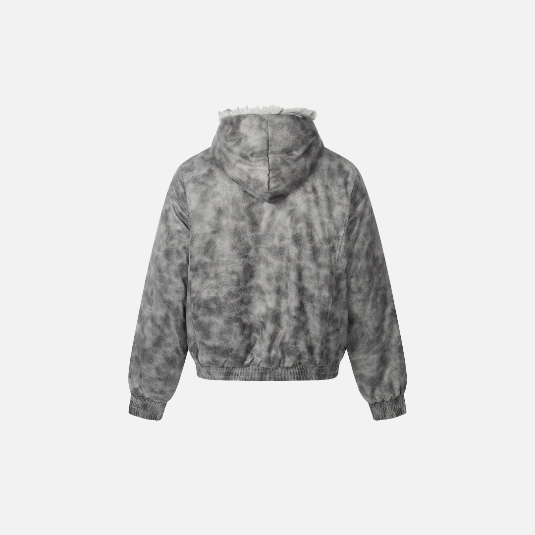 Thick Winter Camo Hooded Faux Furr Jacket - Luxuryurbanwear