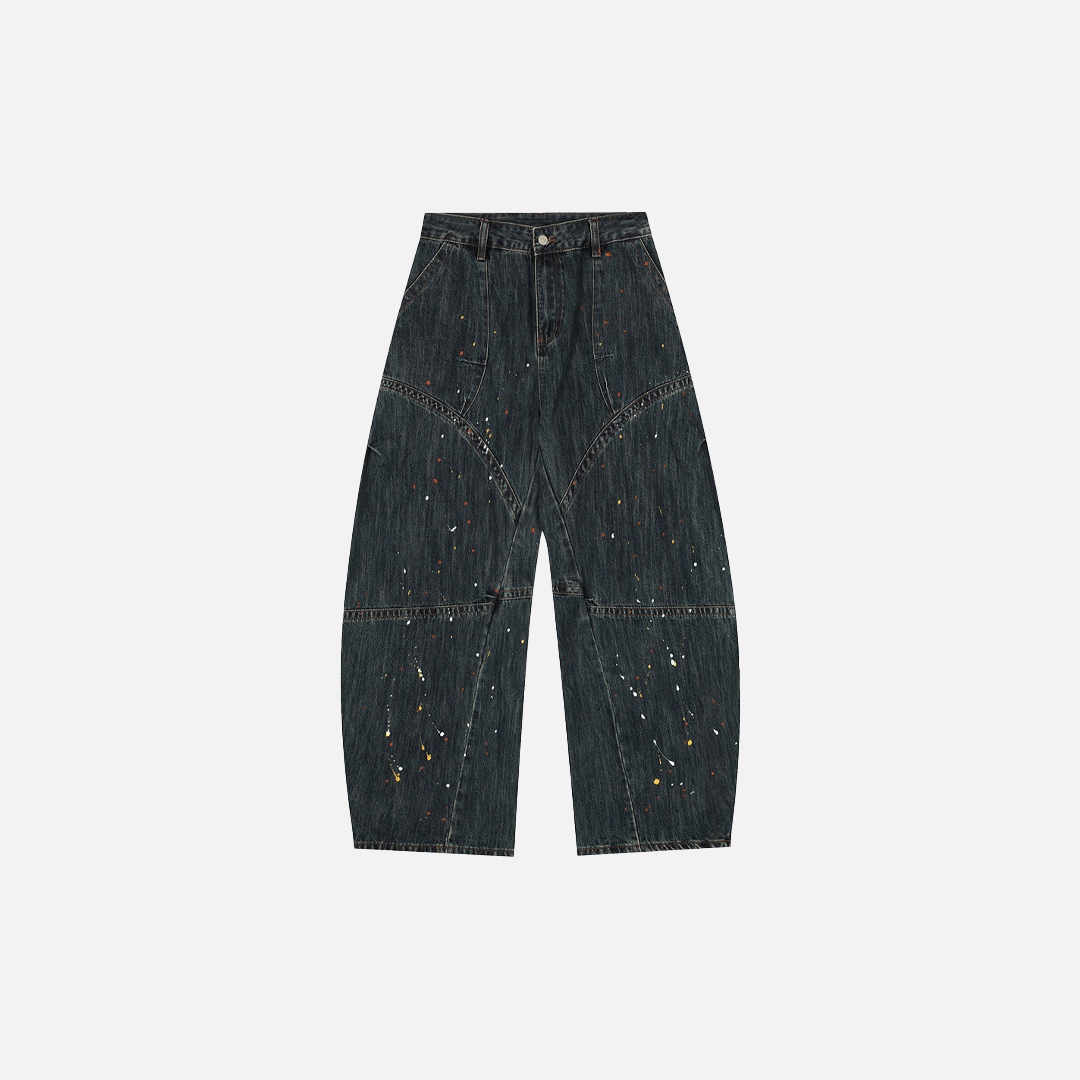 Y2K Streetwear Bold Paint Splatter Denim Jeans - Luxuryurbanwear