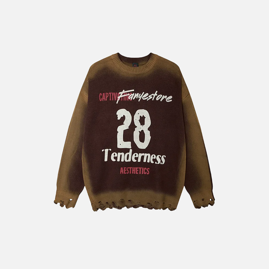 Flattering Tie Dye Distressed Knit Casual Sweater - Luxuryurbanwear