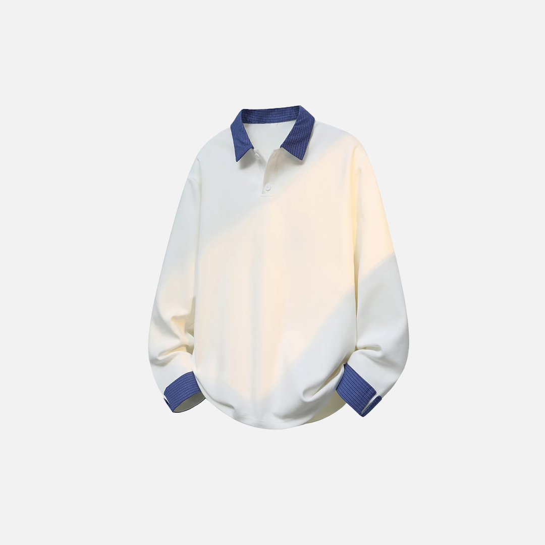 Korean Contrast Turn Down Collar Sweatshirt - Luxuryurbanwear