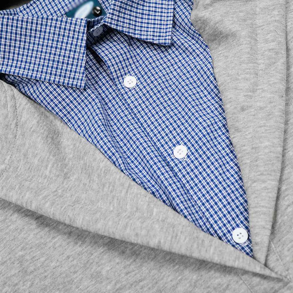 Men Stylish Plaid Collar Shirt Patchwork Hoodie