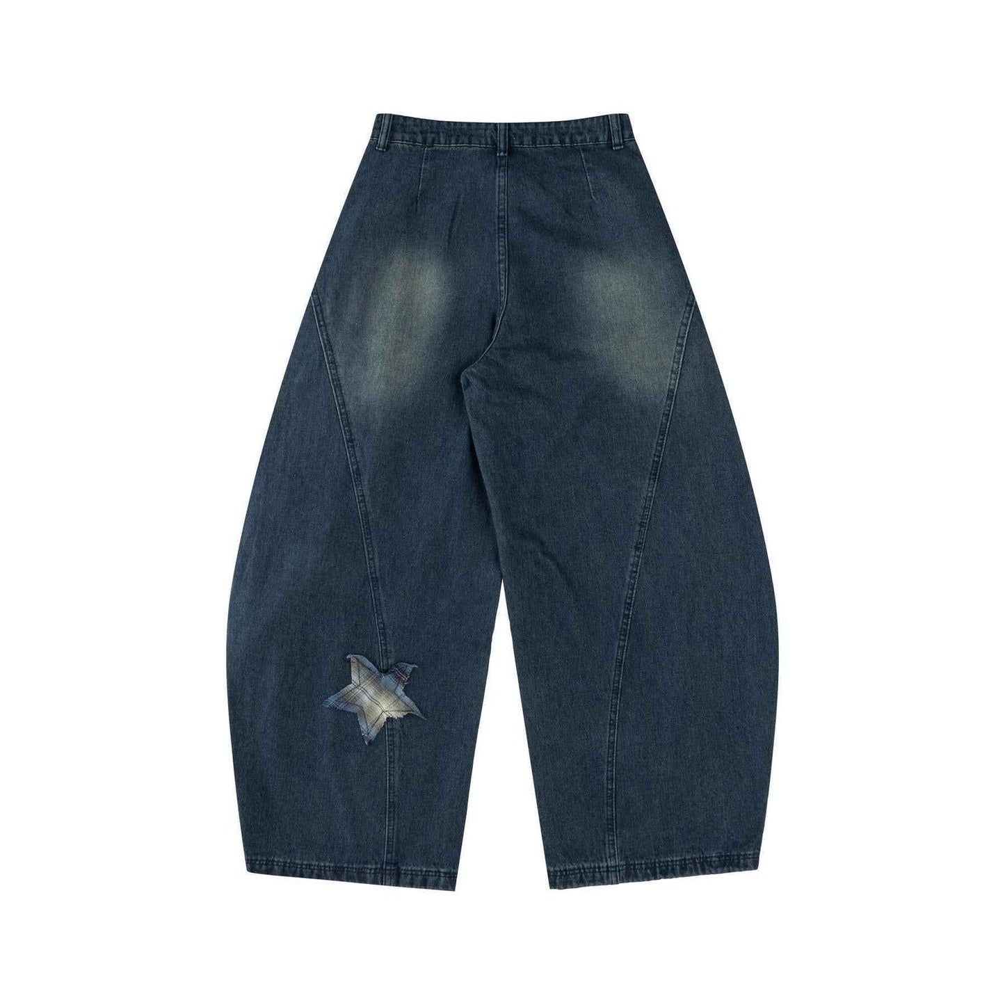 Star Embroidered Loose Fit Denim Jeans