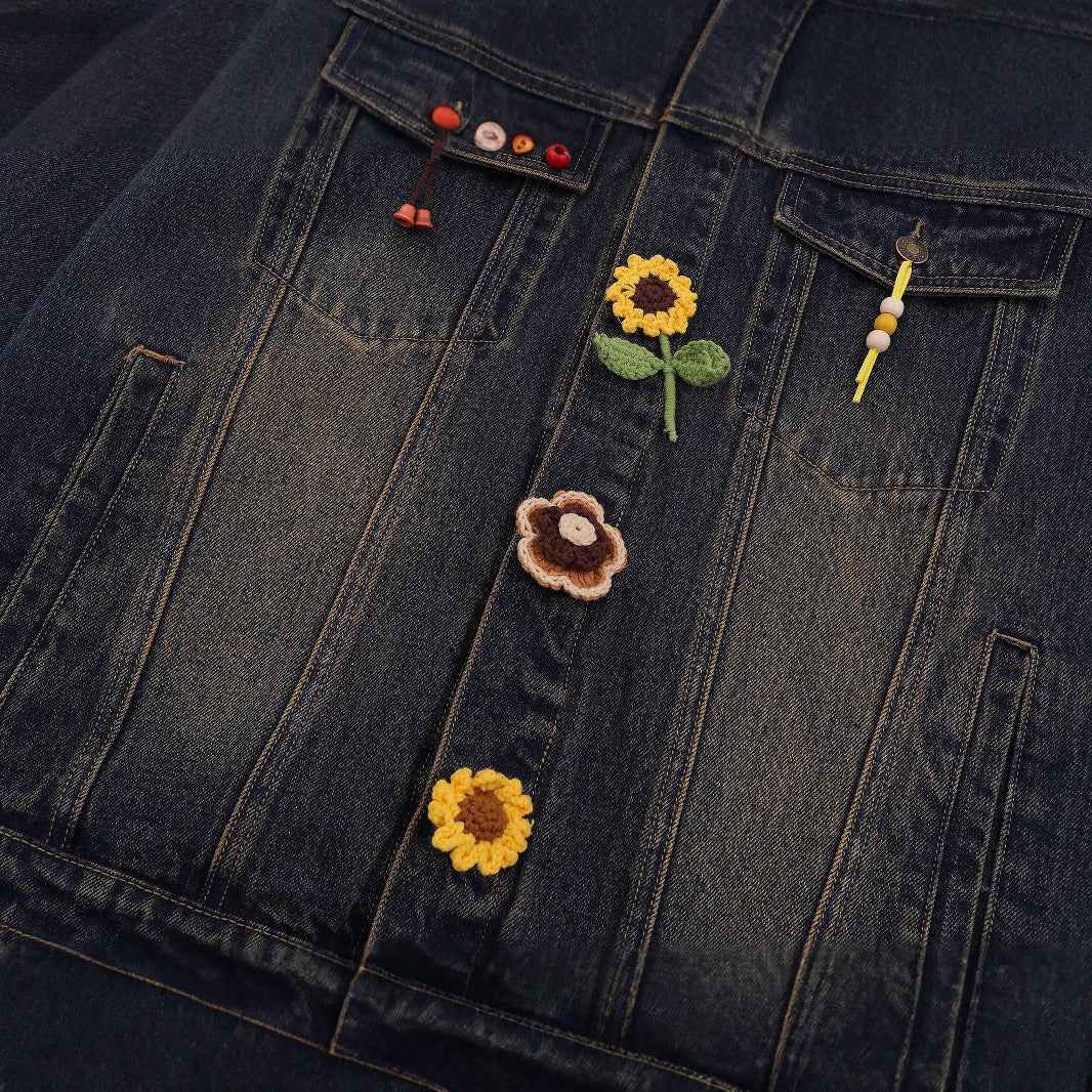 Autumn Y2K Vintage Distressed Denim Jacket