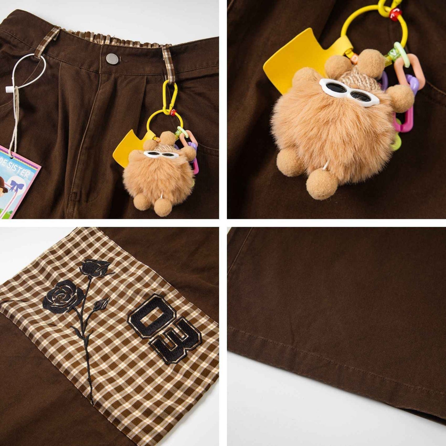 Embroidered Plush Toy Ornament Straight Pants