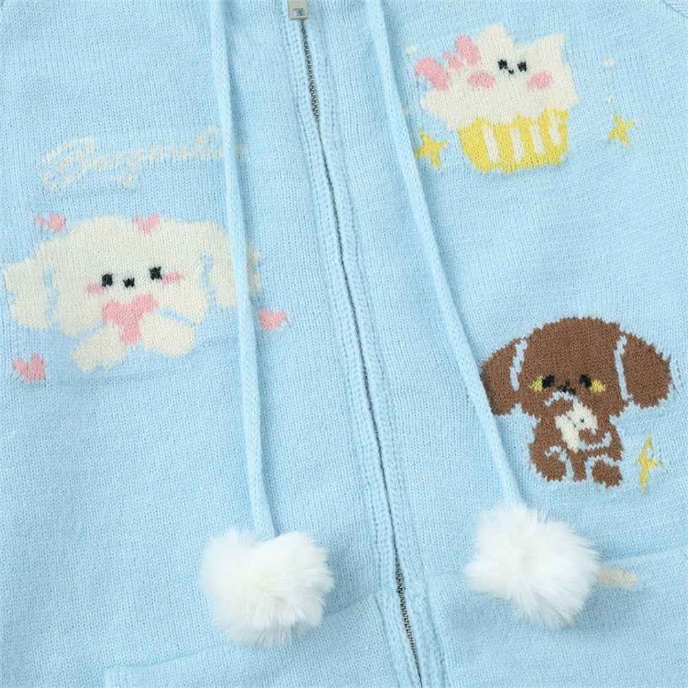 Y2K Cozy Cartoon Jacquard Knit Sweatshirt