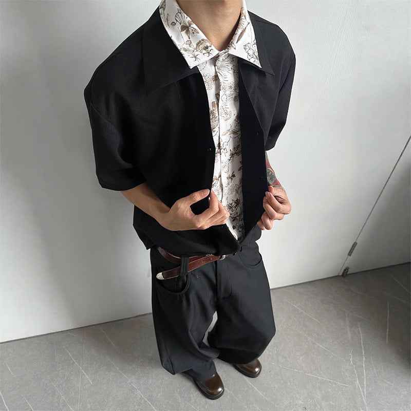 Flattering Black Linen Collared Casual Shirt