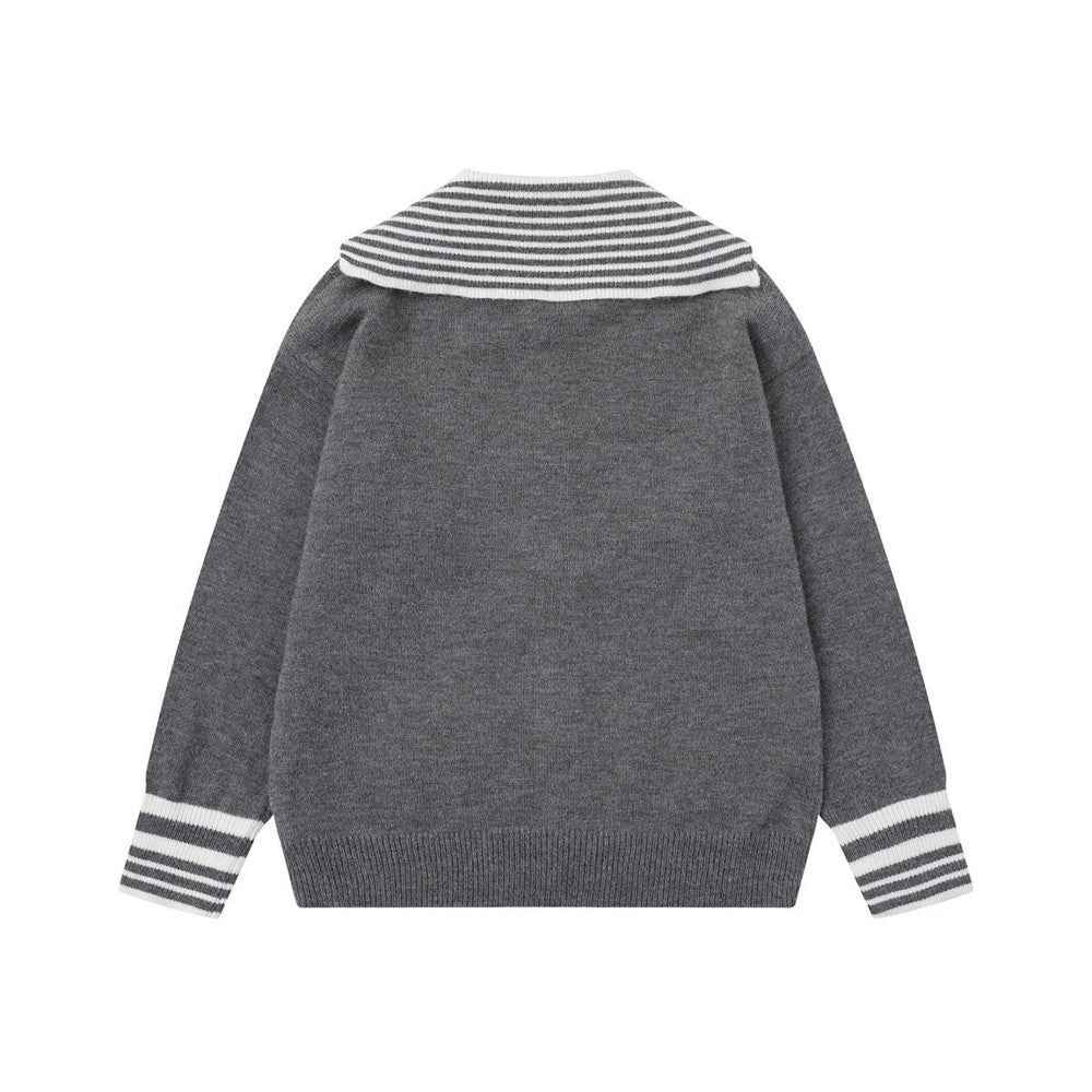 Nautical Striped Loose Casual Zipper Sweater