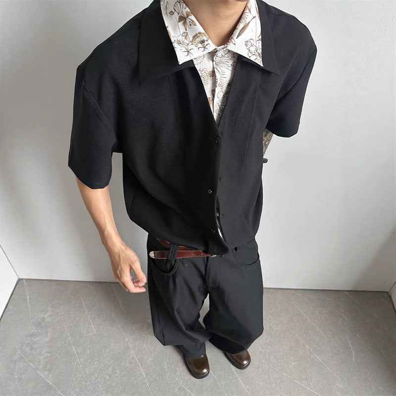 Flattering Black Linen Collared Casual Shirt