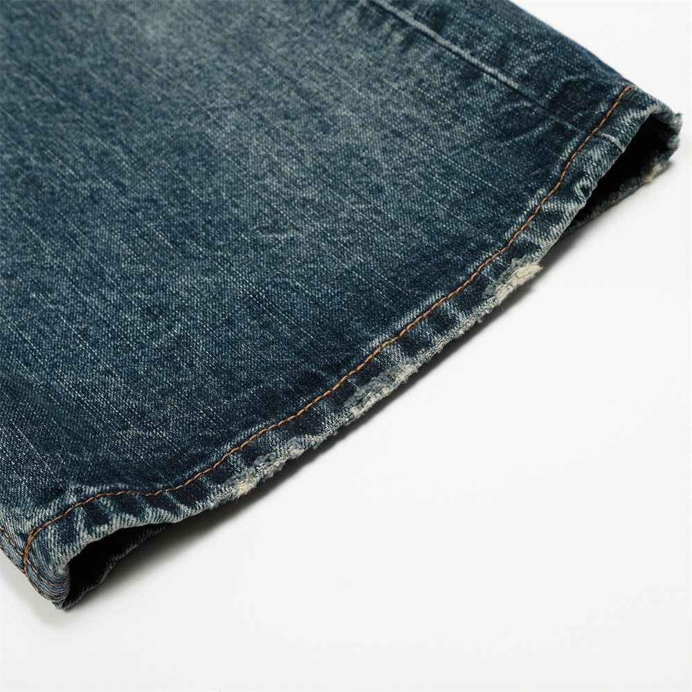 Vintage Distressed Washed Denim Wide Leg Jeans