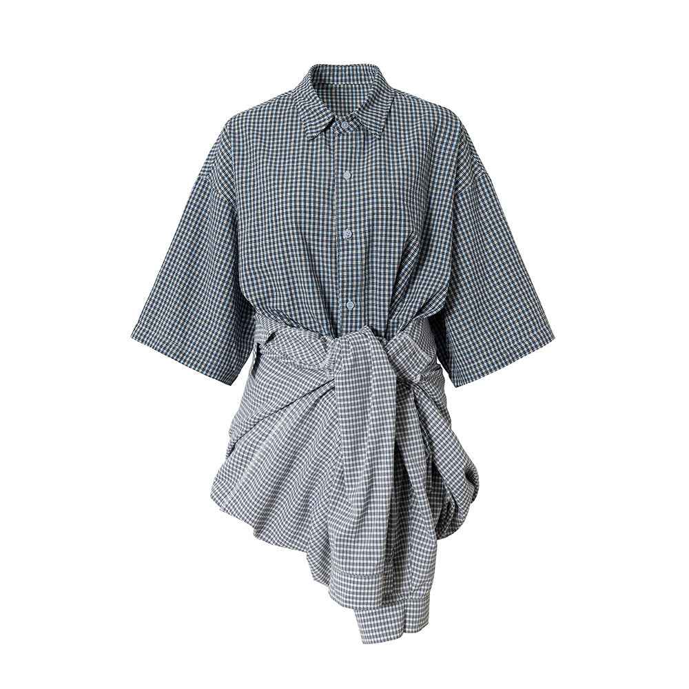 Stylish Detachable Plaid Long Sleeve Shirt