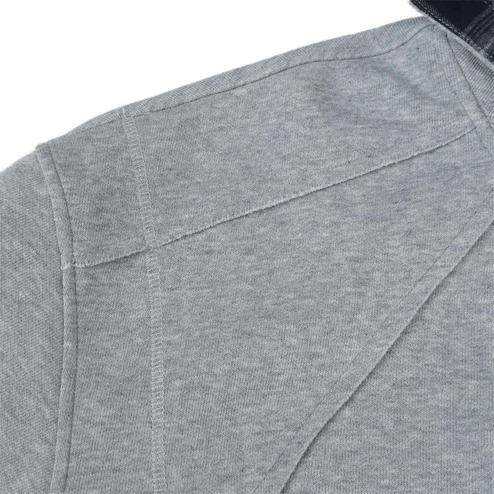 Fashionable Irregular Plaid Patchwork Ripped Hoodie