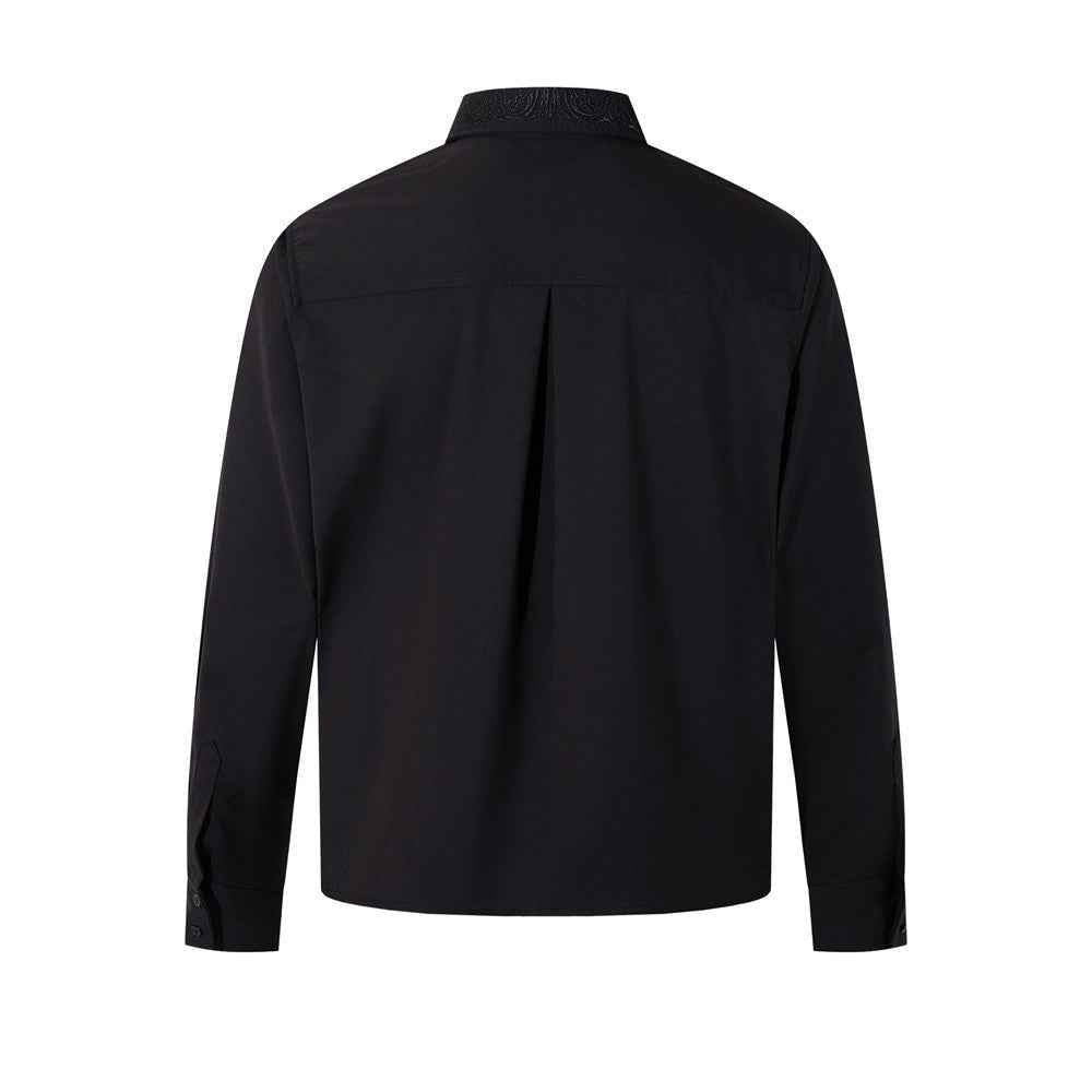 Stylish Embroidered Solid Color Long Sleeve Shirt