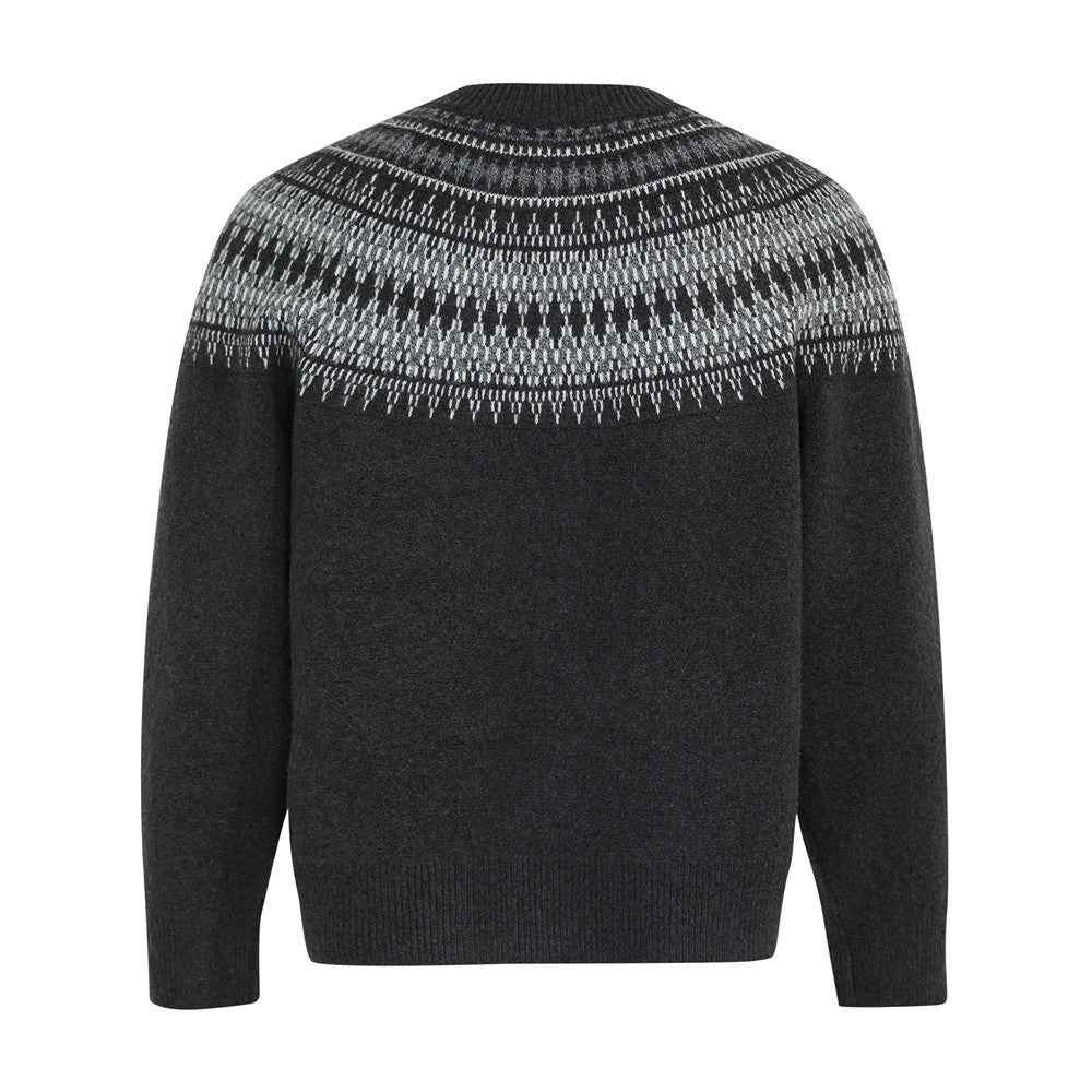 Flattering Tribal Totem Jacquard Knit Round neck Cardigan