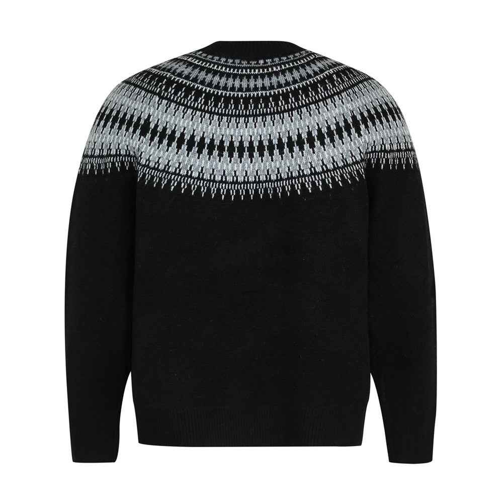 Flattering Tribal Totem Jacquard Knit Round neck Cardigan