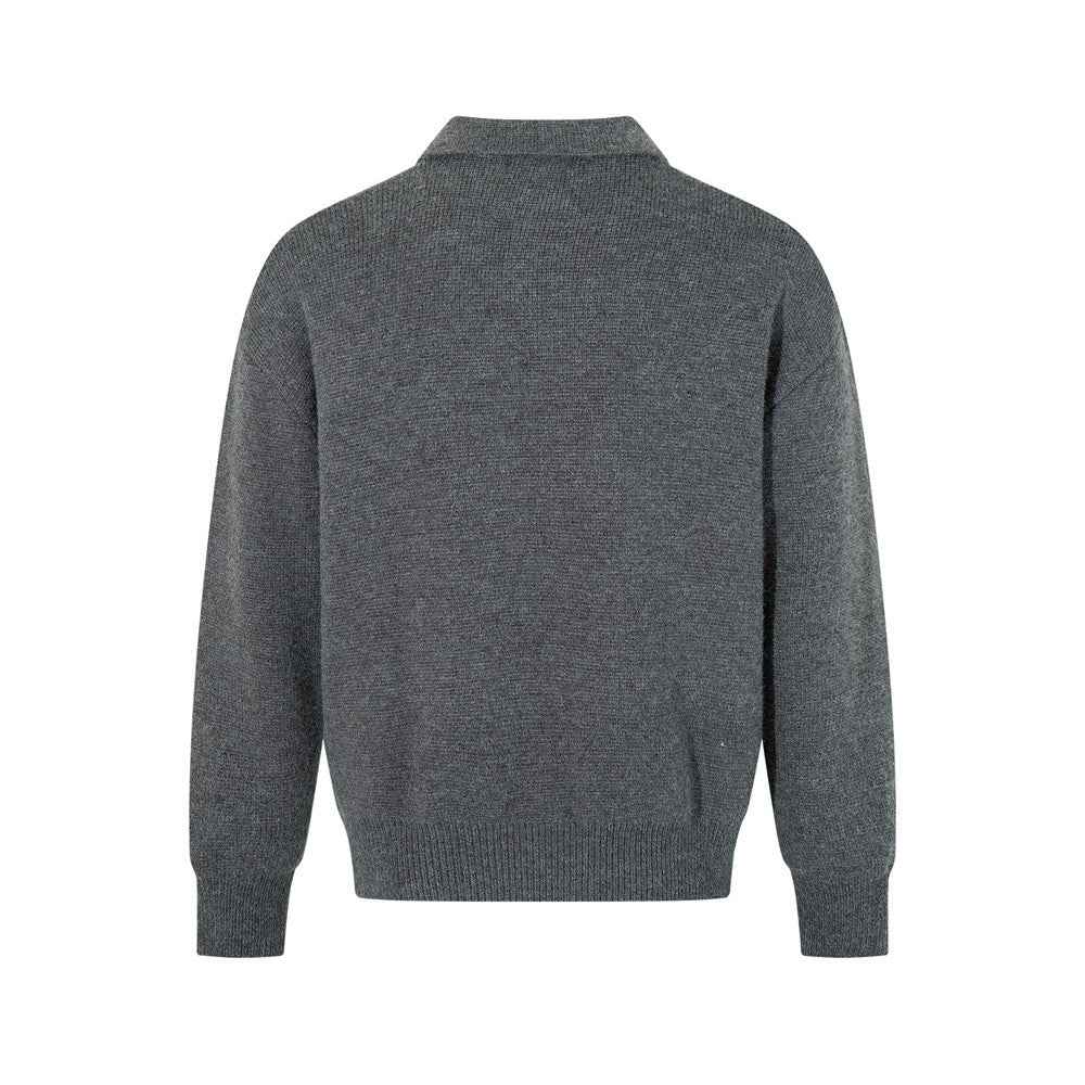 Breathable Minimalist European Style Knit Polo Sweater
