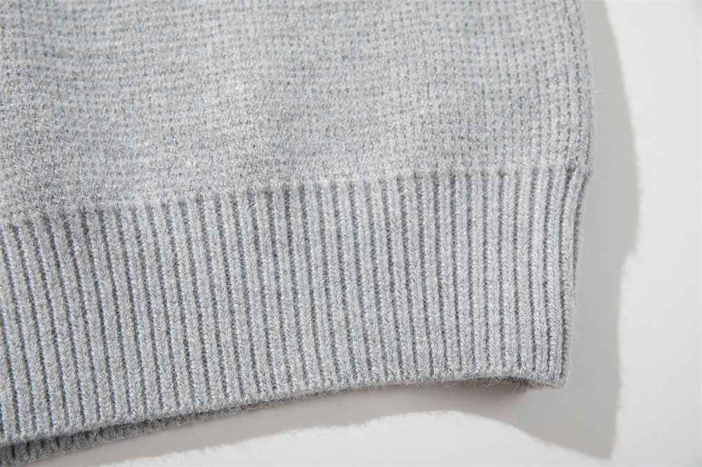 Breathable Minimalist European Style Knit Polo Sweater