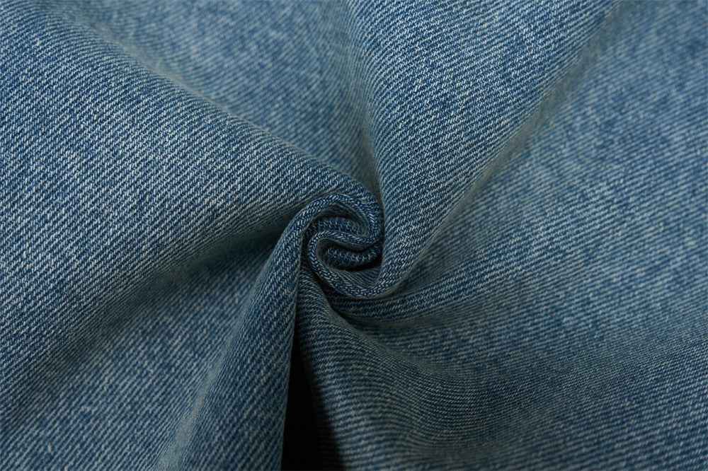 Trendy Washed Distressed Denim Wide Leg Jeans