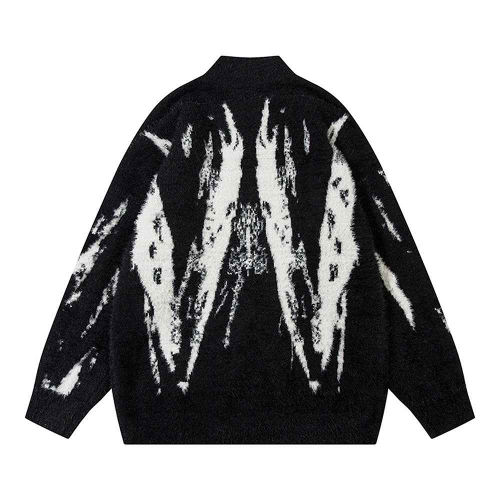 Y2K Breathable Stylish Floral Zip-Up Knit Cardigan