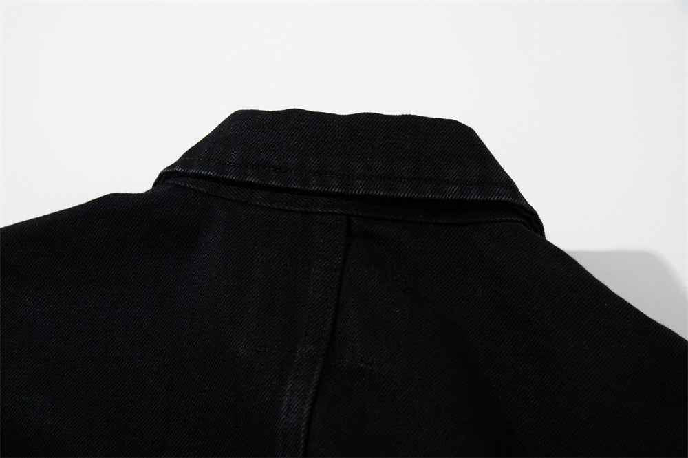 Streetwear Unique Deconstructed Black Denim Jacket