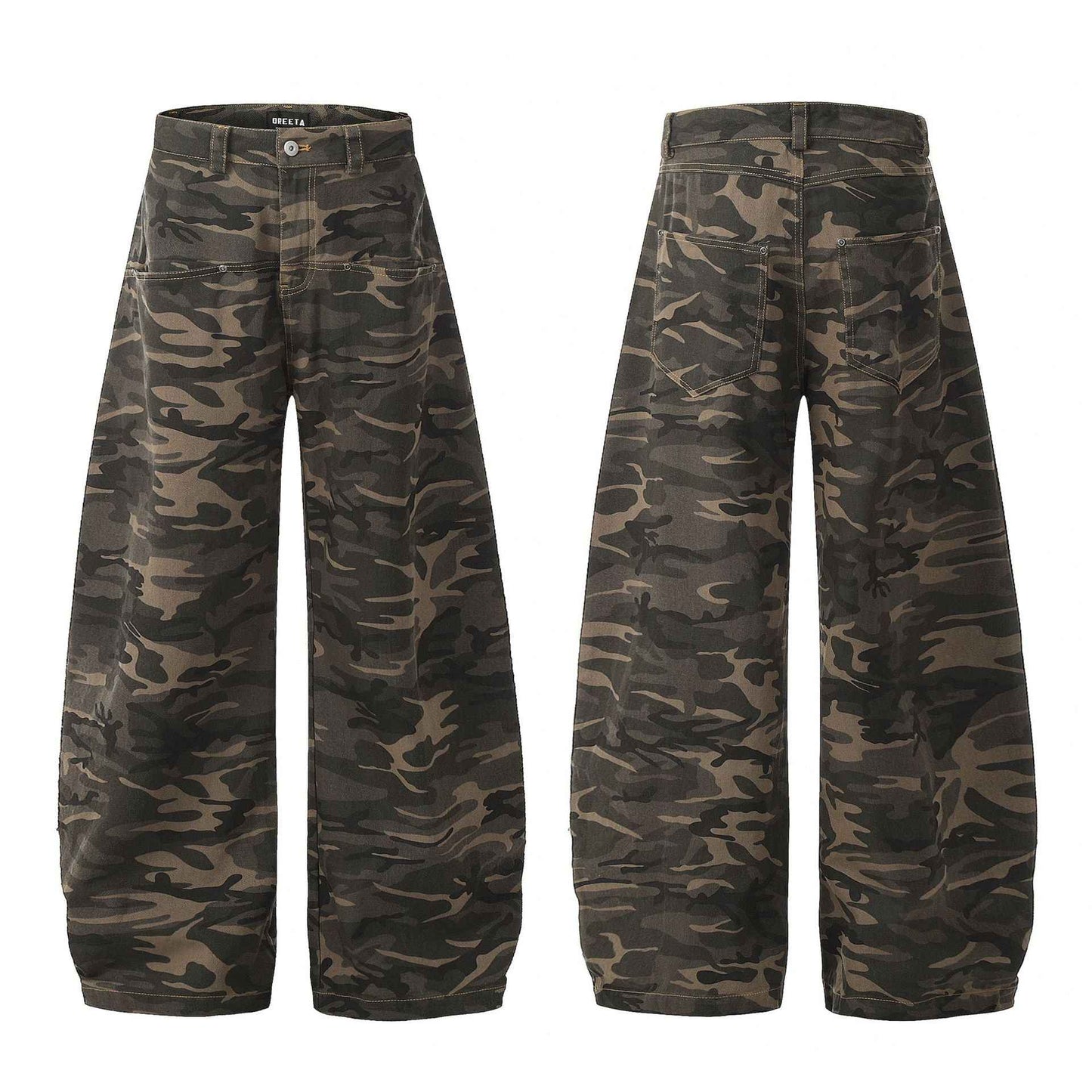 Elevated American Style Camo Cargo Denim Jeans