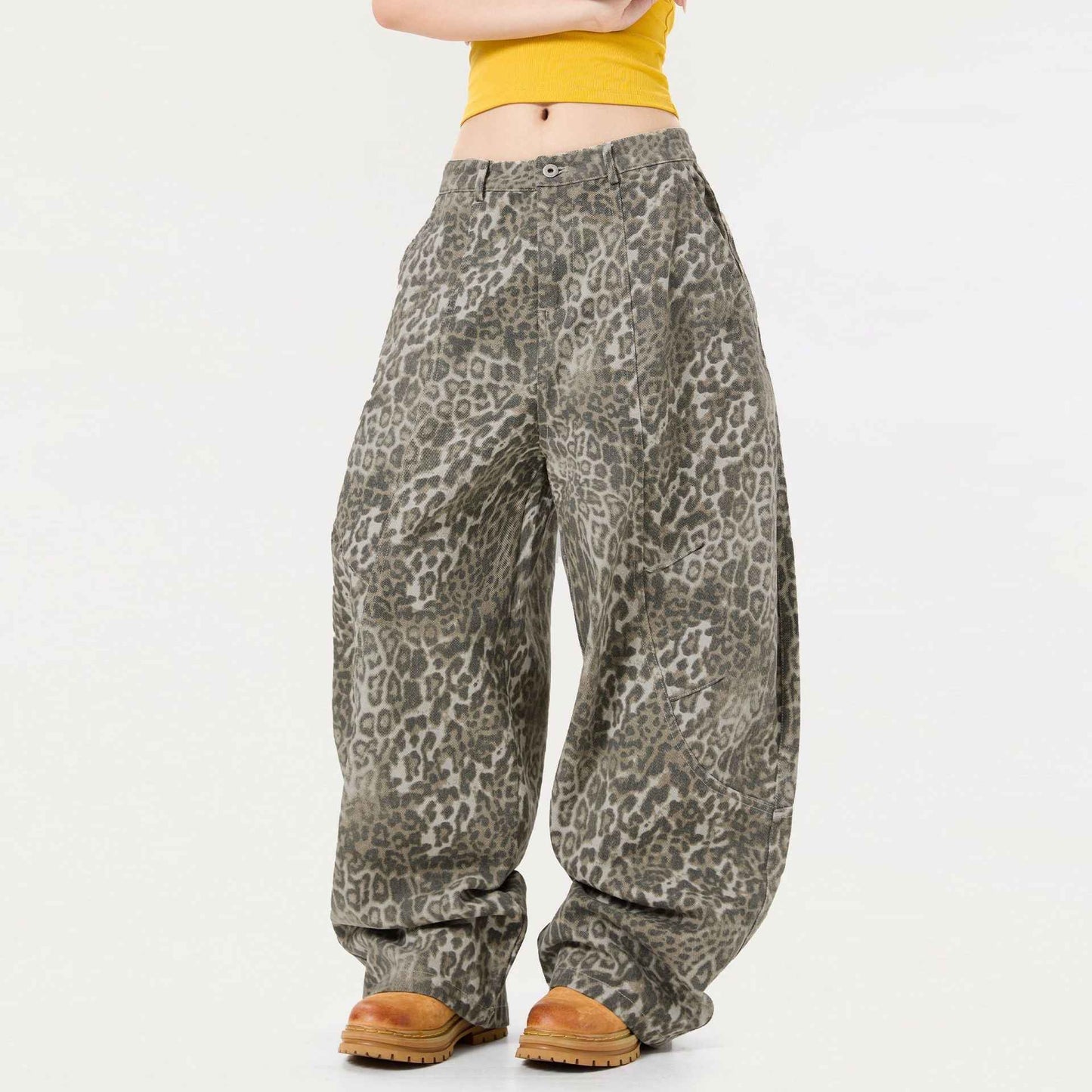 Breathable Hip Hop Leopard Print Wide Leg Pants