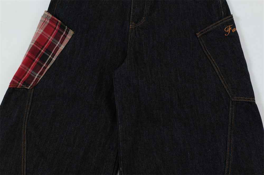 Y2K Unique Split Design Straight Leg Cargo Jeans