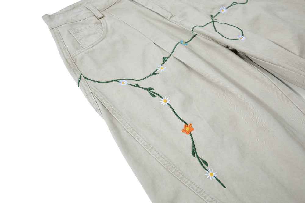 Y2K Luxury Floral Embroidered Wide-Leg Jeans