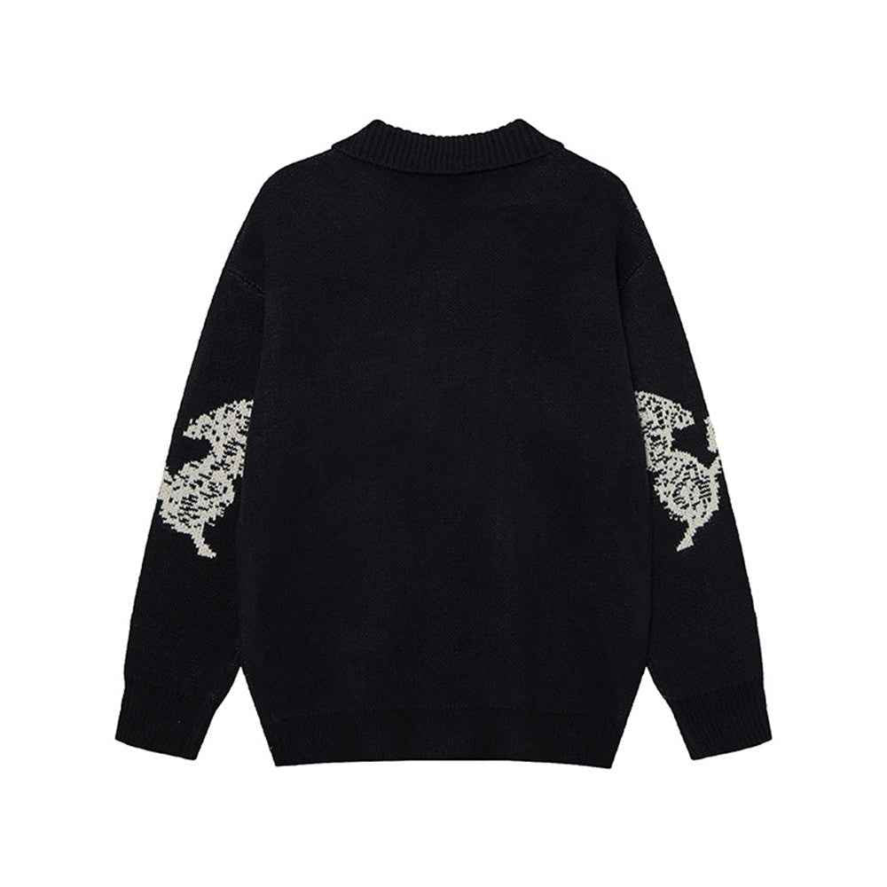 Women Butterfly Print Cozy Loose Knit Sweater
