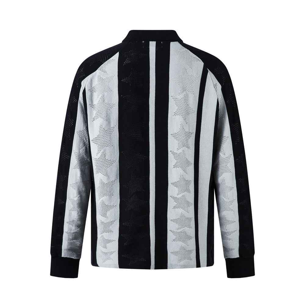 Elevated Colorful Striped Collar Casual Knit Cardigan