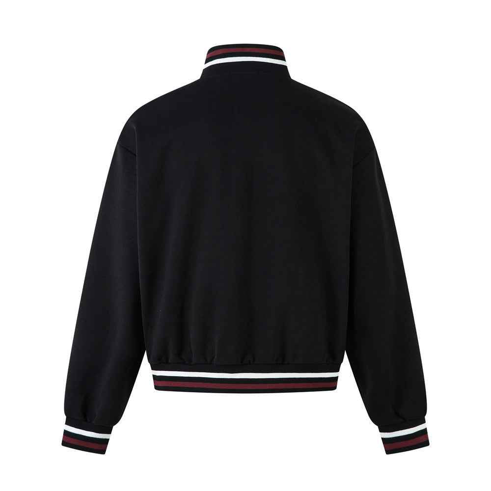 Stylish Color Block Letter Print Zip-Up Sweatshirt