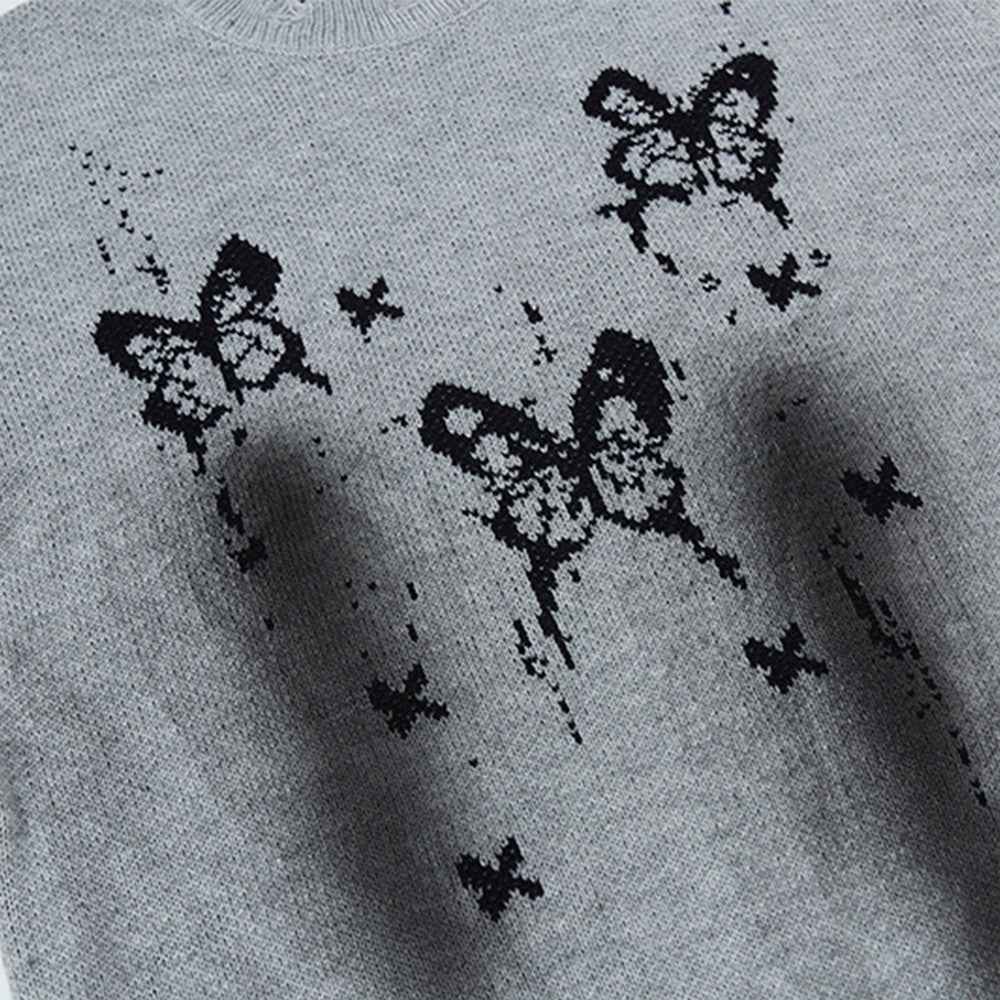 Effortless Ink Splatter Butterfly Long Sleeve Sweater