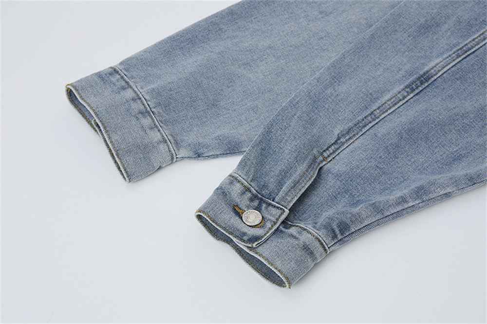 Durable Distressed Embroidered Denim Jacket