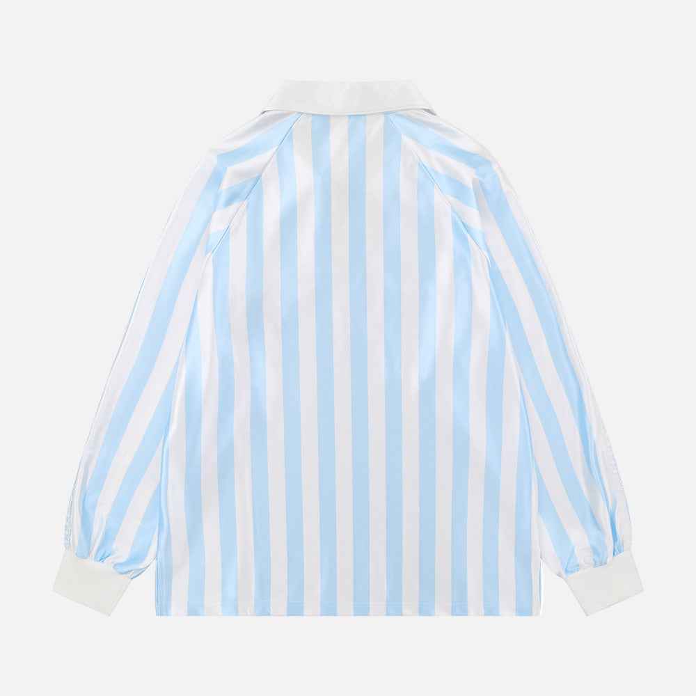 Stylish Striped Loose Fit V-Neck Long-Sleeve T-Shirt