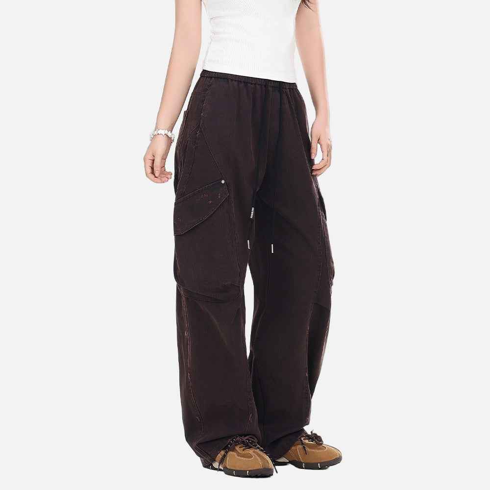 Streetwear Distressed Wide Leg Workwear Cargo Pants