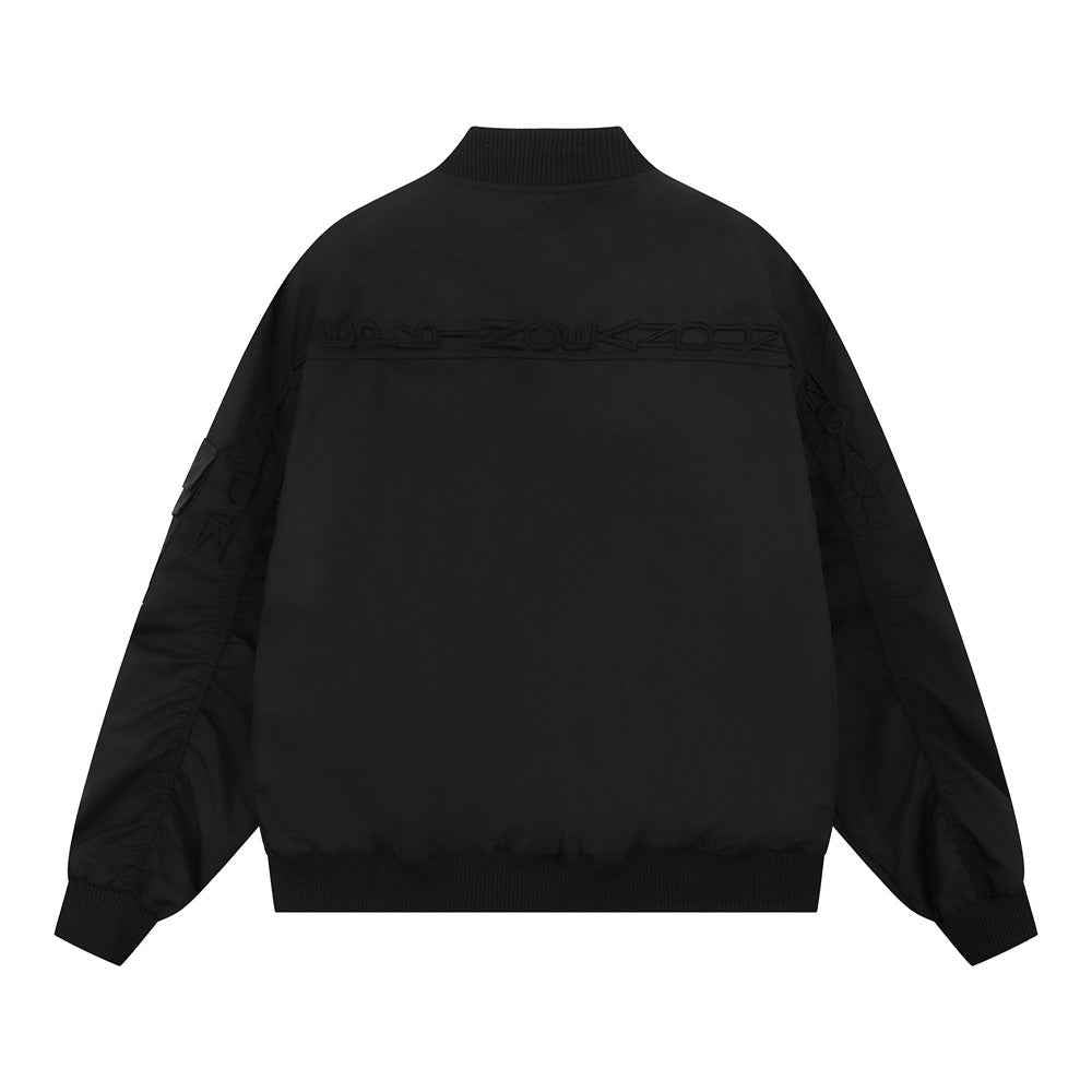 Plush Loose Fit Embroidered Letter Baseball Jacket
