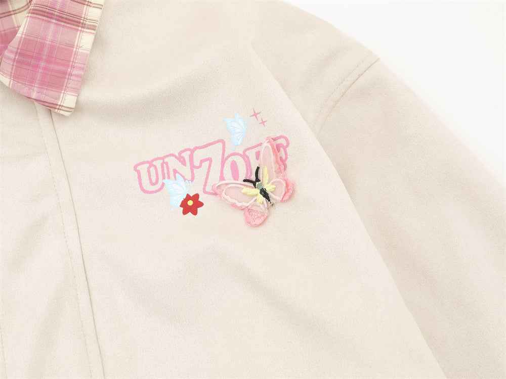 Y2K Butterfly Print Bloom Embroidered Casual Jacket