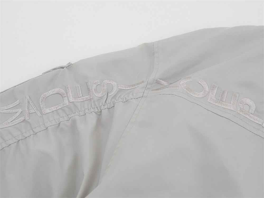 Plush Loose Fit Embroidered Letter Baseball Jacket