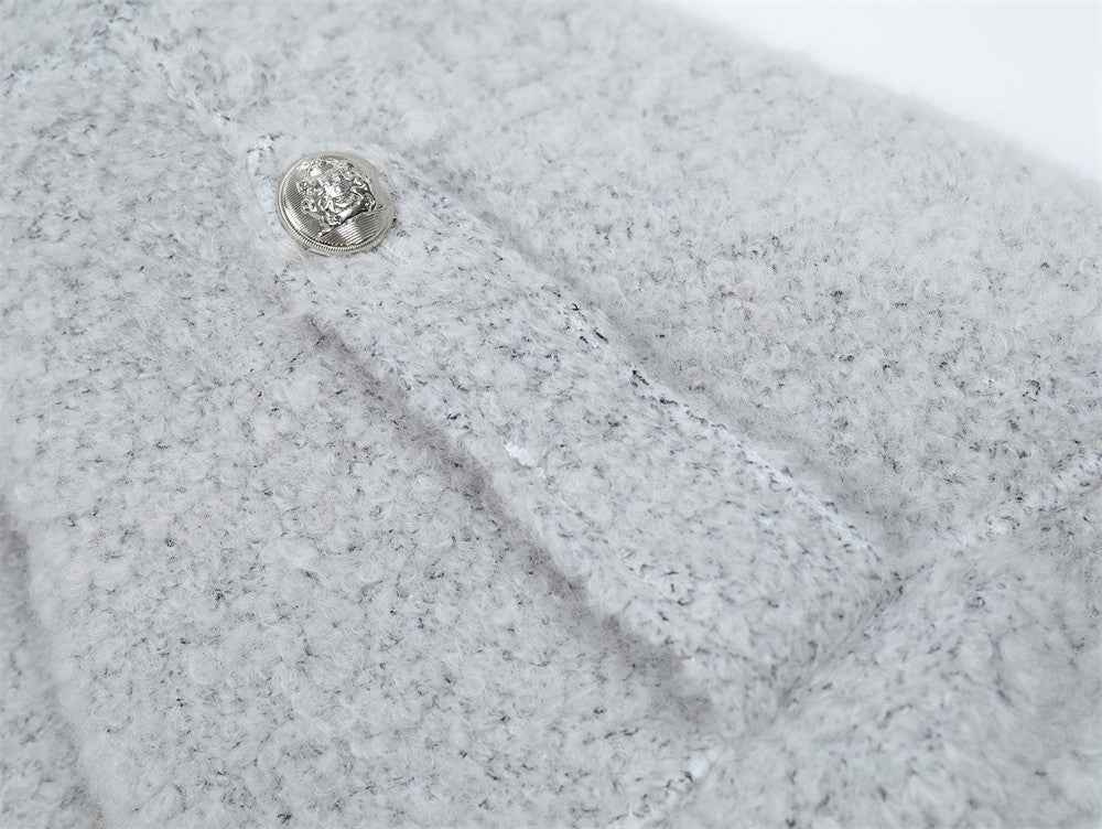 Stylish Tapered Thick High Neck Cotton Fur Jacket