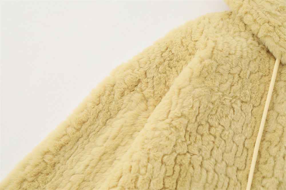 Cozy Cartoon Rabbit Ear Hooded Fur Jacket