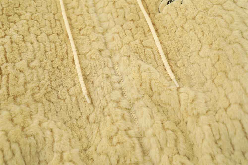 Cozy Cartoon Rabbit Ear Hooded Fur Jacket