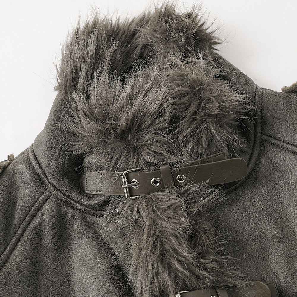 Winter Multi Pocket Thick High Neck Leather Jacket