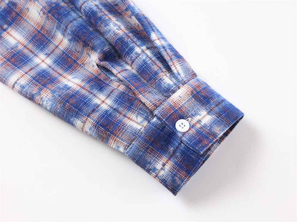 Y2K Men Retro Plaid Long Sleeve Casual Shirt