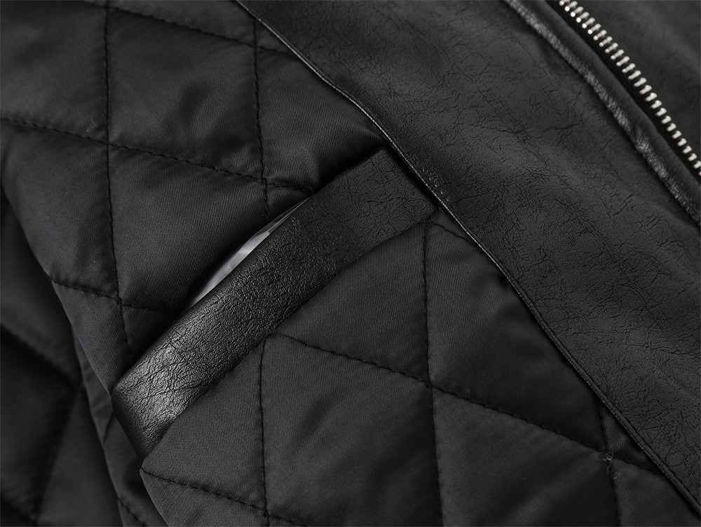 Winter Thick Warm Stand Furry Collar Leather Jacket