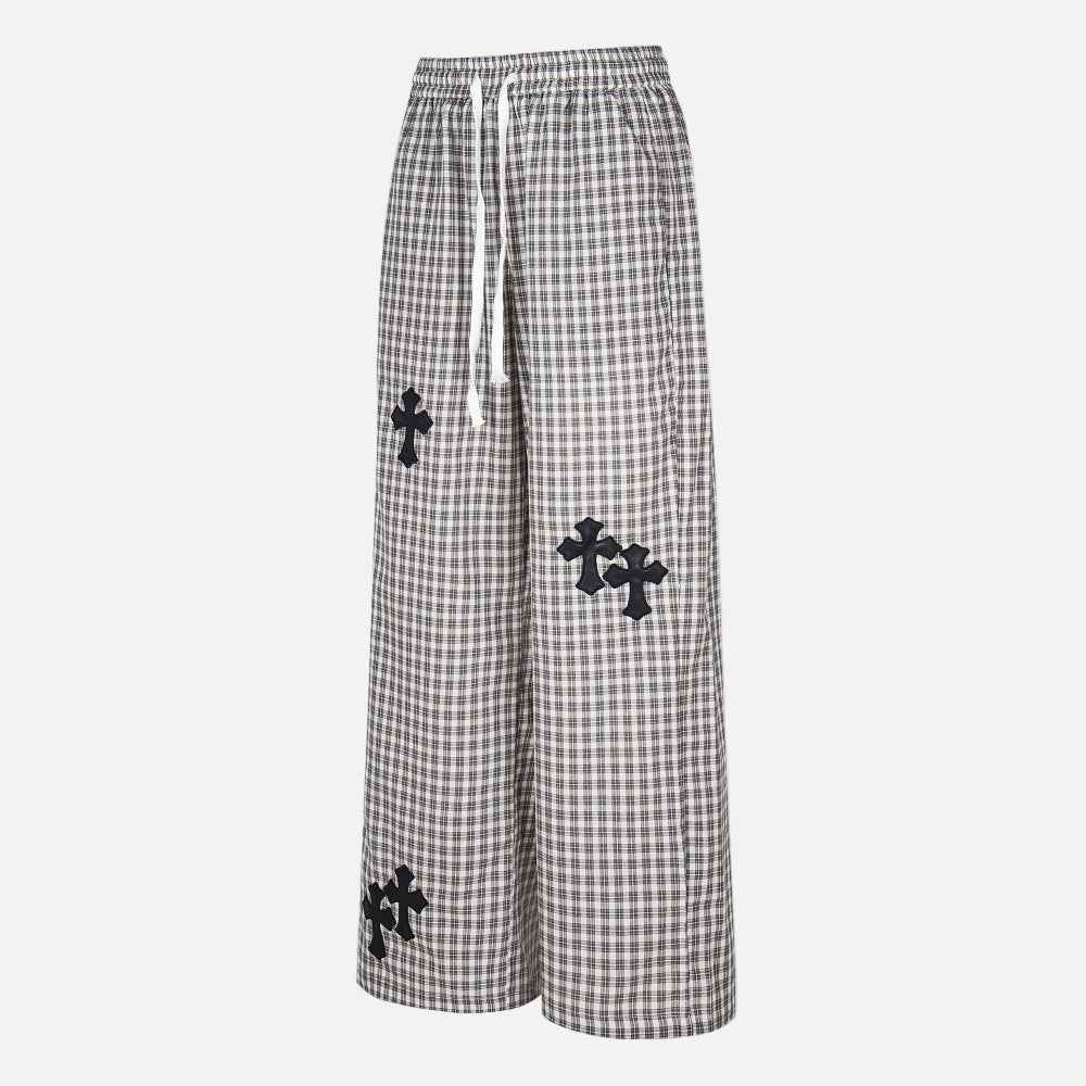 Y2K Vibrant Retro Wide Leg Plaid Sweatpants