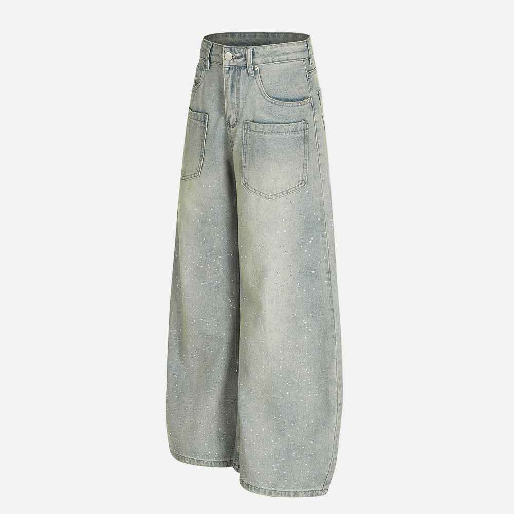 Y2K Starry Punk Front Pocket Denim Wide Leg Jeans