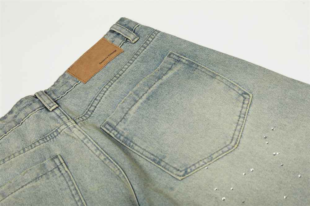 Y2K Starry Punk Front Pocket Denim Wide Leg Jeans
