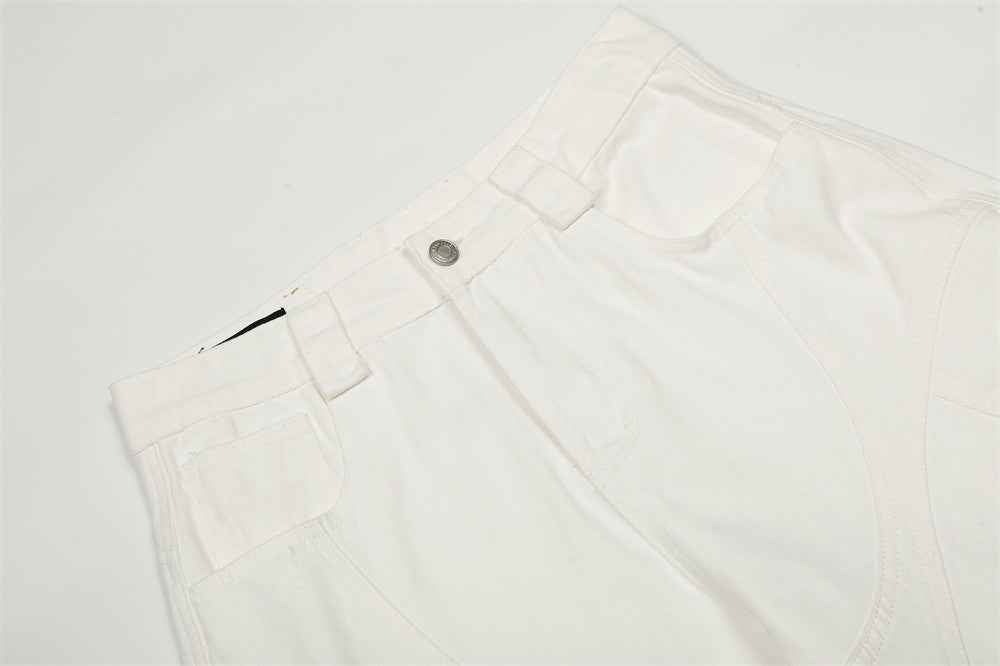 Y2K Stylish Slim Fit White Distressed Denim Jeans
