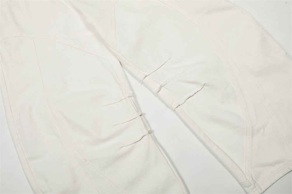 Y2K Stylish Slim Fit White Distressed Denim Jeans
