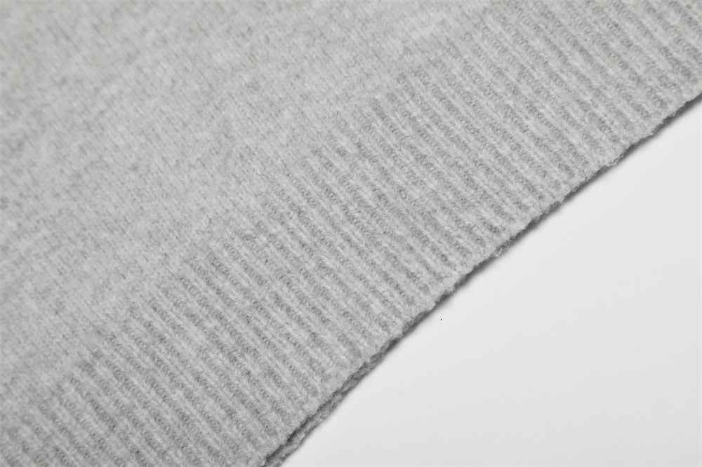 Stylish Loose Fit Stand Collar Casual Solid Color Sweater