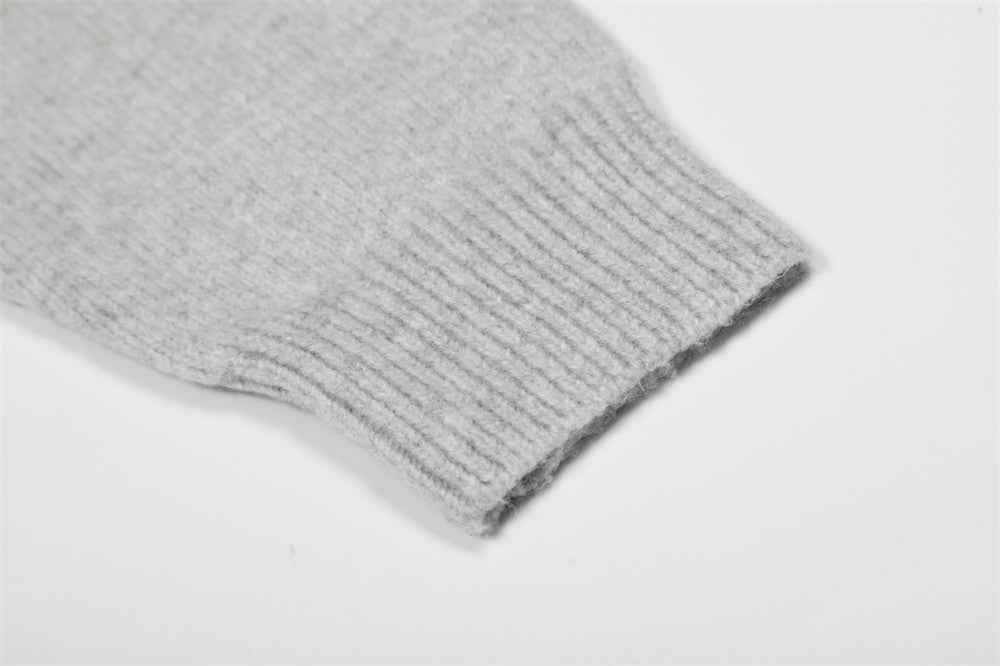 Stylish Loose Fit Stand Collar Casual Solid Color Sweater